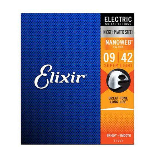 Bộ Dây Đàn Guitar Điện Elixir Electric Strings 12002 (Cỡ 9-42 – Nikel Plated Steel – Phủ lớp Nanoweb cao cấp)